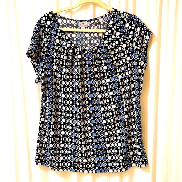 Worthington Short Sleeve Woman’s Geometric Top - Picture 1 of 3